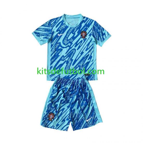 Equipación completa Niño Portugal Portero Euro 2024 Camiseta Azul alternativa Manga Corta