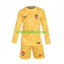 Equipación completa Niño Portugal Portero Euro 2024 Camiseta Amarillo de local Manga Larga