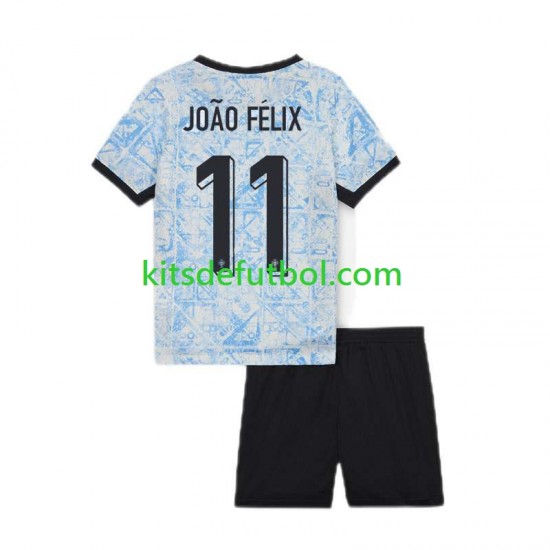 Equipación completa Niño Portugal Joao Felix 11 Euro 2024 Camiseta de visitante Manga Corta
