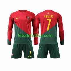 Equipación completa Niño Portugal Ronaldo 7 World Cup 2022 Camiseta de local Manga Larga