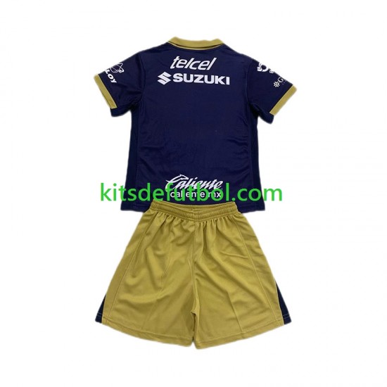 Equipación completa Niño Pumas UNAM Camiseta de visitante 2024-2025 Manga Corta