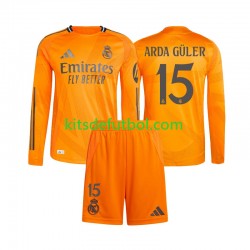 Equipación completa Niño Real Madrid Arda Guler 15 Camiseta de visitante 2024-2025 Manga Larga