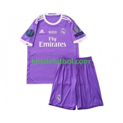 Equipación completa Niño Real Madrid Retro 2016 Camiseta de visitante Manga Corta