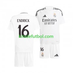 Equipación completa Niño Real Madrid ENDRICK 16 Camiseta de local 2024-2025 Manga Corta