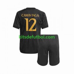 Equipación completa Niño Real Madrid Eduardo Camavinga 12 Camiseta alternativa 2023-2024 Manga Corta