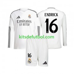 Equipación completa Niño Real Madrid Endrick 16 Camiseta de local 2024-2025 Manga Larga