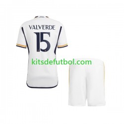 Equipación completa Niño Real Madrid Federico Valverde 15 Camiseta de local 2023-2024 Manga Corta