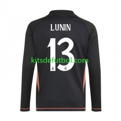 Real Madrid Portero Andriy Lunin 13 Hombre Camiseta Azul de visitante 2024-2025 Manga Larga