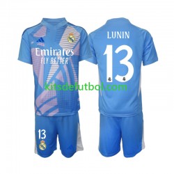 Equipación completa Niño Real Madrid Portero Andriy Lunin 13 Camiseta de local 2024-2025 Manga Corta