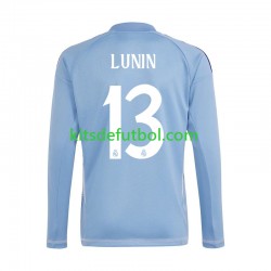 Real Madrid Portero Andriy Lunin 13 Hombre Camiseta Azul de local 2024-2025 Manga Larga