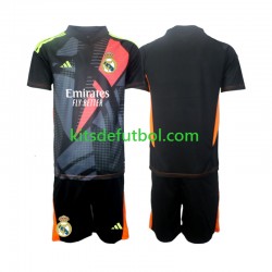 Equipación completa Niño Real Madrid Portero Camiseta Negro de visitante 2024-2025 Manga Corta