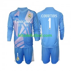 Equipación completa Niño Real Madrid Portero Thibaut Courtois 1 Camiseta de local 2024-2025 Manga Larga