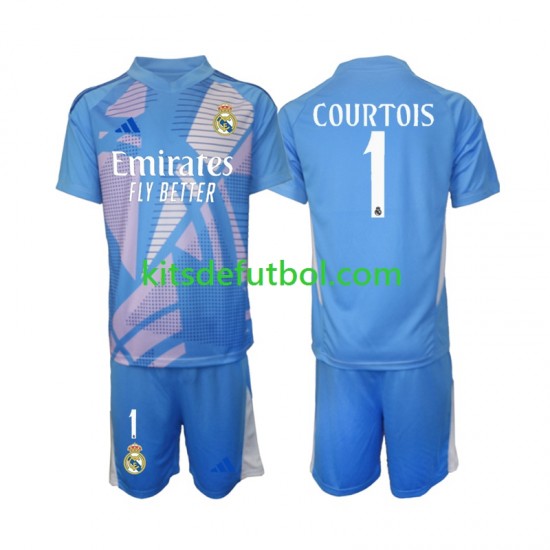 Equipación completa Niño Real Madrid Portero Thibaut Courtois 1 Camiseta de local 2024-2025 Manga Corta