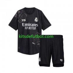 Equipación completa Niño Real Madrid Portero Y3 Camiseta Negro Cuarta 2023-2024 Manga Corta