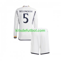 Equipación completa Niño Real Madrid Jude Bellingham 5 Camiseta de local 2023-2024 Manga Larga