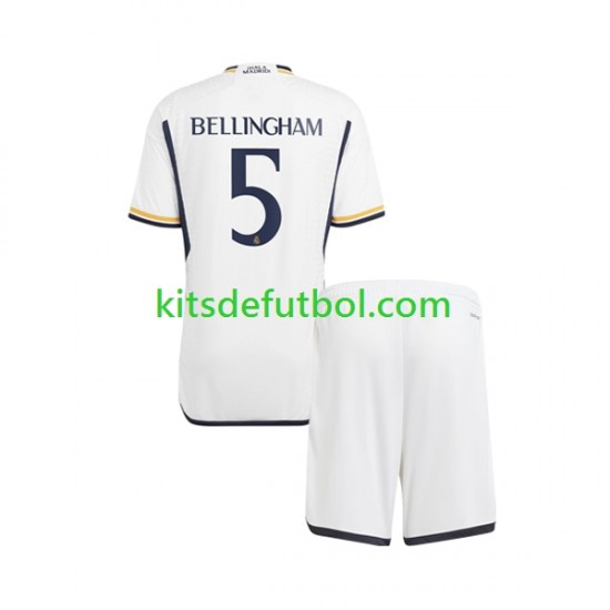 Equipación completa Niño Real Madrid Jude Bellingham 5 Camiseta de local 2023-2024 Manga Corta
