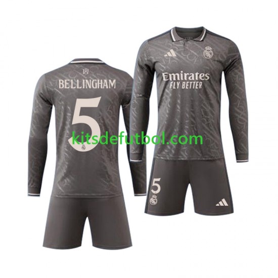 Equipación completa Niño Real Madrid Jude Bellingham 5 Camiseta alternativa 2024-2025 Manga Larga