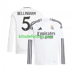 Real Madrid Jude Bellingham 5 Hombre Camiseta Blanco de local 2024-2025 Manga Larga