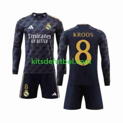 Equipación completa Niño Real Madrid Kroos 8 Camiseta de visitante 2023-2024 Manga Larga