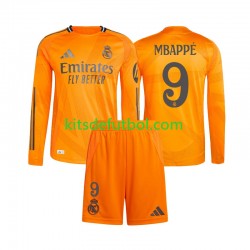Equipación completa Niño Real Madrid Kylian Mbappe 9 Camiseta de visitante 2024-2025 Manga Larga