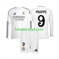 Equipación completa Niño Real Madrid Kylian Mbappe 9 Camiseta de local 2024-2025 Manga Larga