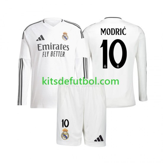Equipación completa Niño Real Madrid Luka Modric 10 Camiseta de local 2024-2025 Manga Larga