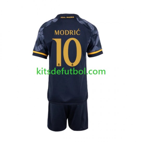 Equipación completa Niño Real Madrid Modric 10 Camiseta de visitante 2023-2024 Manga Corta
