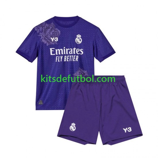 Equipación completa Niño Real Madrid Camiseta Púrpura Cuarta 2023-2024 Manga Corta