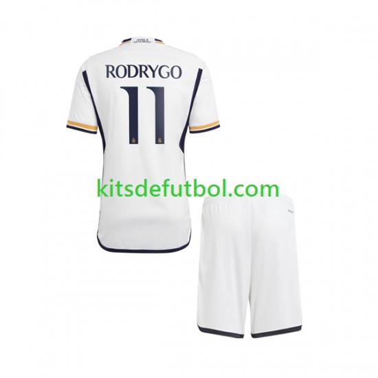 Equipación completa Niño Real Madrid Rodrygo Goes 11 Camiseta de local 2023-2024 Manga Corta
