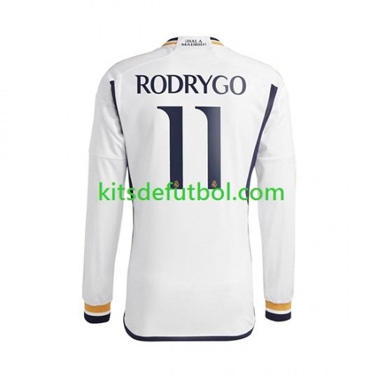 Real Madrid Rodrygo Goes 11 Hombre Camiseta de local 2023-2024 Manga Larga