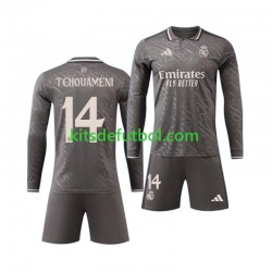 Equipación completa Niño Real Madrid Tchouameni 14 Camiseta de visitante 2024-2025 Manga Larga