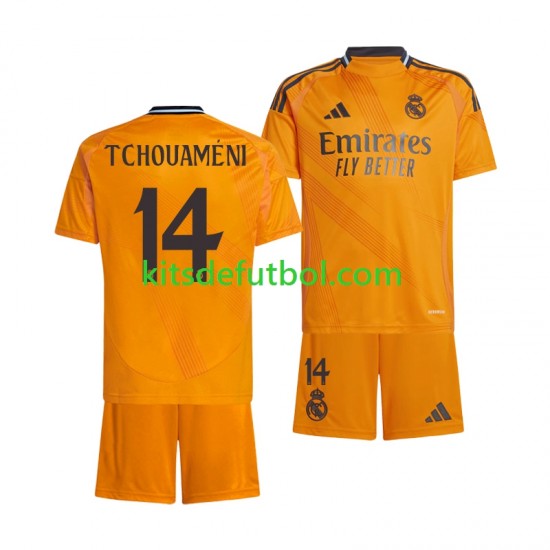 Equipación completa Niño Real Madrid Tchouameni 14 Camiseta de visitante 2024-2025 Manga Corta