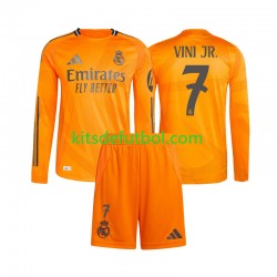 Equipación completa Niño Real Madrid Vinicius Junior 7 Camiseta de visitante 2024-2025 Manga Larga