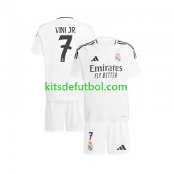 Equipación completa Niño Real Madrid Vinicius Junior 7 Camiseta Blanco de local 2024-2025 Manga Corta