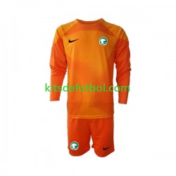 Equipación completa Niño Arabia Saudita Portero World Cup 2022 Camiseta de visitante Manga Larga