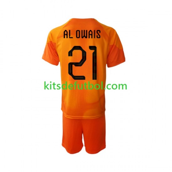 Equipación completa Niño Arabia Saudita Portero Mohammed Al-Owais 21 World Cup 2022 Camiseta de visitante Manga Corta