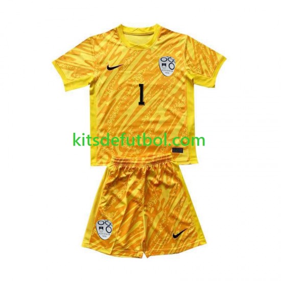 Equipación completa Niño Eslovenia Portero Jan Oblak 1 Euro 2024 Camiseta Amarillo de local Manga Corta