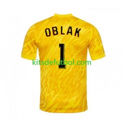 Eslovenia Portero Jan Oblak 1 Euro 2024 Hombre Camiseta Amarillo de local Manga Corta