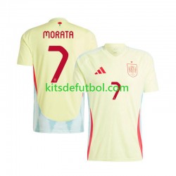 España Alvaro Morata 7 Euro 2024 Hombre Camiseta de visitante Manga Corta