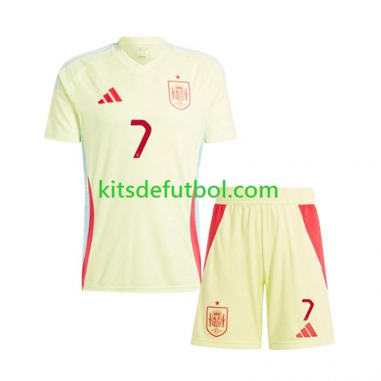 Equipación completa Niño España Alvaro Morata 7 Euro 2024 Camiseta de visitante Manga Corta