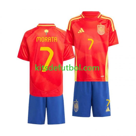 Equipación completa Niño España Alvaro Morata 7 Euro 2024 Camiseta de local Manga Corta