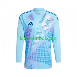 España Portero Euro 2024 Hombre Camiseta Azul de visitante Manga Larga
