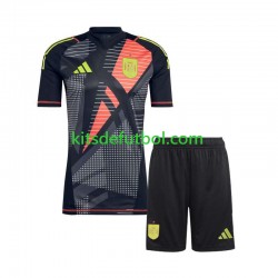 Equipación completa Niño España Portero Euro 2024 Camiseta Negro de visitante Manga Corta