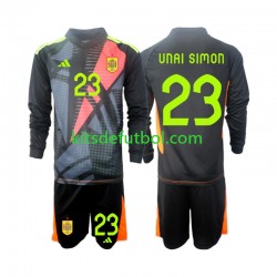 Equipación completa Niño España Portero Unai Simon 23 Euro 2024 Camiseta de visitante Manga Larga