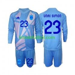 Equipación completa Niño España Portero Unai Simon 23 Euro 2024 Camiseta de local Manga Larga