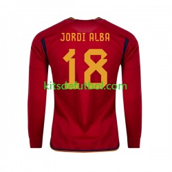 España JORDI ALBA 18 World Cup 2022 Hombre Camiseta de local Manga Larga