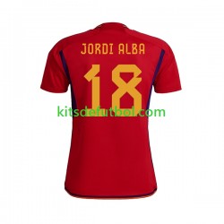 España JORDI ALBA 18 World Cup 2022 Hombre Camiseta de local Manga Corta