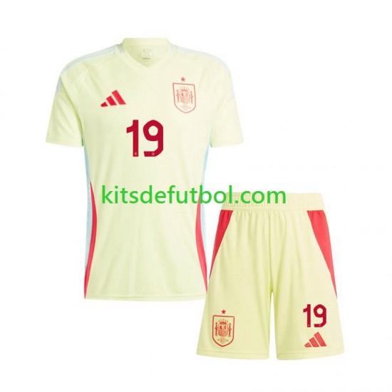 Equipación completa Niño España Lamine Yamal 19 Euro 2024 Camiseta de visitante Manga Corta