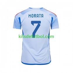 España MORATA 7 World Cup 2022 Hombre Camiseta de visitante Manga Corta
