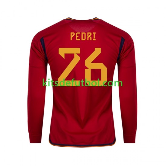 España PEDRI 26 World Cup 2022 Hombre Camiseta de local Manga Larga